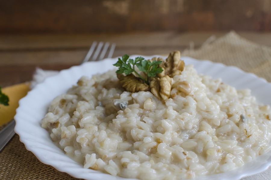 Spécialité risotto au restaurant à Volterra