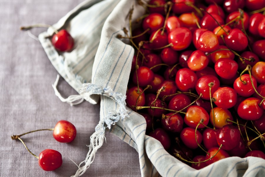 Repas en Toscane avec des cerises du ferme, un délice de la récolte locale